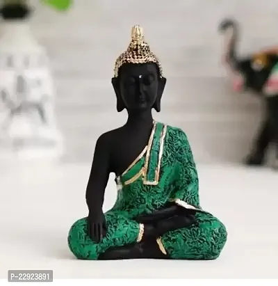 Royalbox Buddha Statue For Home Living Room Vastu Statue Decorative Showpiece - 13 Cmnbsp;nbsp;(Polyresin, Green)