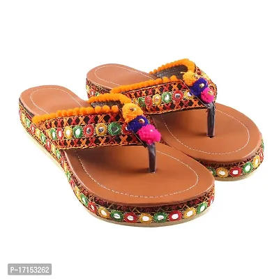 Rajasthani Jaipuri Work Kolhapuri Ethnic Womens Girls Ladies SLI Fashionable Sandals-thumb0