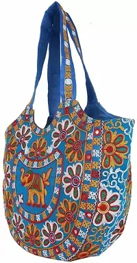 Royal Looking Cotton Traditional Ethnic Rajasthani Jaipuri Embroidered Handbag/Sholder Bag/Hand Bags for Girls Women-thumb1