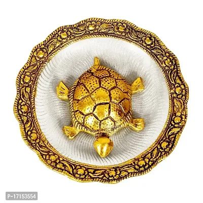 Metal Feng Shui Tortoise on Plate Showpiece, Tortoise for Good Luck, Kachuwa Good Luck, Home Decorative Items, Decorative Items For Living Room  Feng Shui Items for Home ? (Pack of 1)
