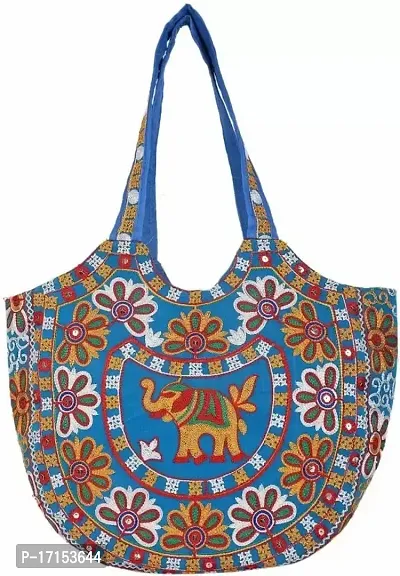 Royal Looking Cotton Traditional Ethnic Rajasthani Jaipuri Embroidered Handbag/Sholder Bag/Hand Bags for Girls Women-thumb0
