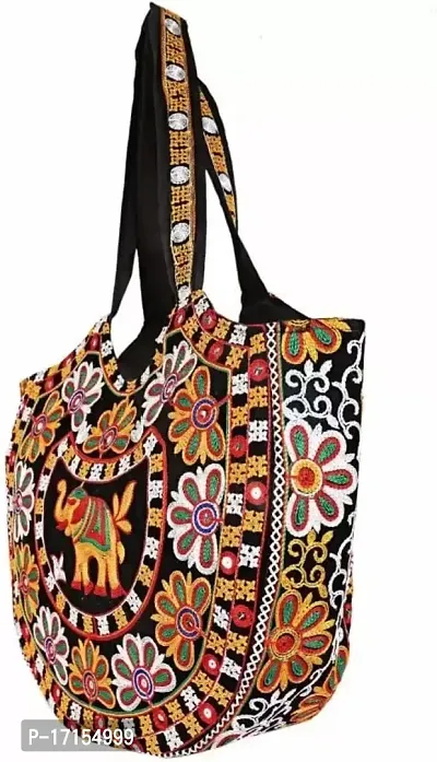Women's Handmade Jaipuri Designer Rajasthani Shoulder Bag/Jhola Bag -Multicolour-thumb2