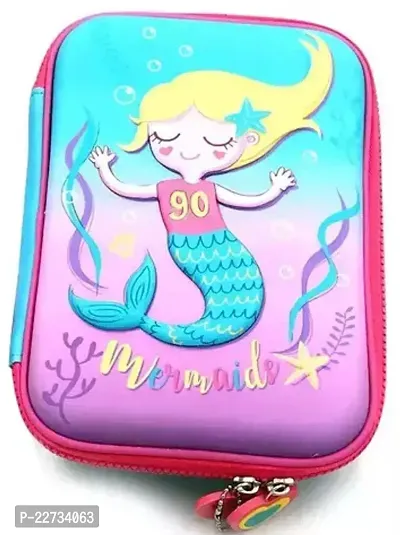 Mgs Multi Layer Large Capacity Double Zipper Cute Pencil Case For School Supplies Kids Teenagers Mermaid