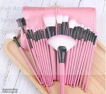 Makeup Brushes 24 Piece Make Up Cosmetics Professional Essential Make Up Brush Set Kits With Travel Pouch Pink Pack Of 24-thumb0