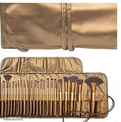 Makeup Brushes 24 Piece Make Up Cosmetics Professional Essential Make Up Brush Set Kits With Travel Pouch Golden Pack Of 24-thumb0