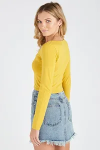 Yellow Solid Cotton Crop Top-thumb1