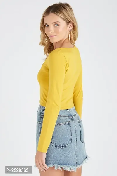 Yellow Solid Cotton Crop Top-thumb2