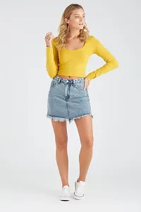 Yellow Solid Cotton Crop Top-thumb2