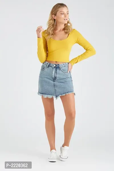 Yellow Solid Cotton Crop Top-thumb3