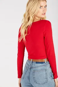 Red Solid Cotton Crop Top-thumb1