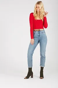 Red Solid Cotton Crop Top-thumb2