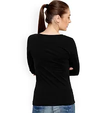 Black Solid Regular Length V Neck Tees-thumb2