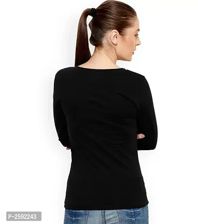 Black Solid Regular Length V Neck Tees-thumb3