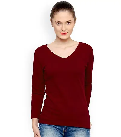 Solid Regular Length V Neck Tees