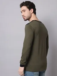 TRENDS TOWER Mens Shoulder Patch Full Sleeve T-Shirt Olive-thumb3