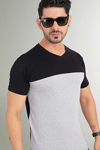 TRENDS TOWER Mens Half Sleeve V-Neck Grey Color T-Shirt-thumb4