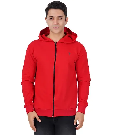 Trends Tower Mens Cotton Zipper Hoodie Red