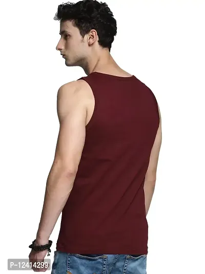 TRENDS TOWER Men Tank Top with Pocket Mustard Color (Maroon, XX-Large)-thumb3