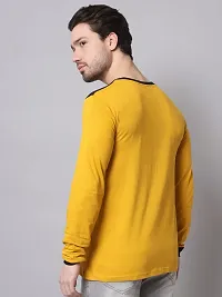 TRENDS TOWER Mens Shoulder Patch Full Sleeve T-Shirt Mustard-thumb3