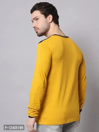 TRENDS TOWER Mens Shoulder Patch Full Sleeve T-Shirt Mustard-thumb4