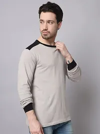 TRENDS TOWER Mens Shoulder Patch Full Sleeve T-Shirt Steel Grey-thumb2