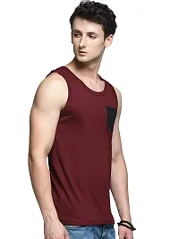 TRENDS TOWER Men Tank Top with Pocket Mustard Color (Maroon, XX-Large)-thumb1