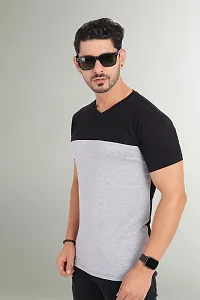 TRENDS TOWER Mens Half Sleeve V-Neck Grey Color T-Shirt-thumb1