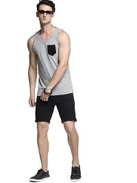 TRENDS TOWER Men Sleeveless Tank Top with Pocket Grey Melange Color-thumb3