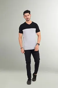 TRENDS TOWER Mens Half Sleeve V-Neck Grey Color T-Shirt-thumb3