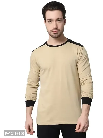 TRENDS TOWER Mens Shoulder Patch Full Sleeve T-Shirt-thumb0