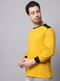 TRENDS TOWER Mens Shoulder Patch Full Sleeve T-Shirt Mustard-thumb1