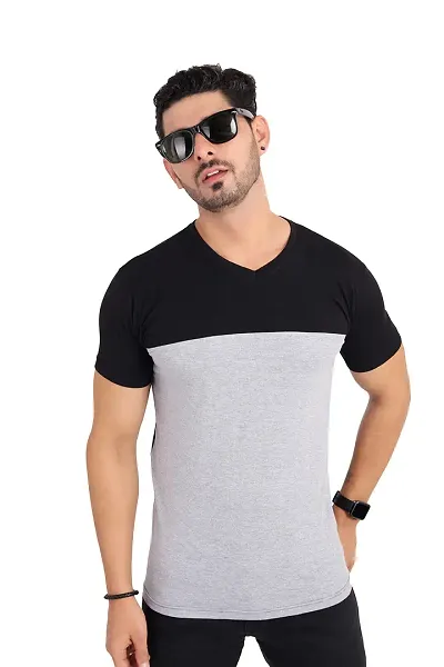 TRENDS TOWER Mens Half Sleeve V-Neck Color T-Shirt