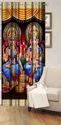 Amazin Homes 3D Digital Printed Premium God/Goddess Print Curtains for Home Polyester Knitting Door Curtain Multicolor for Pooja Ghar Mandir Size 4x7 Feet 1 Piece Curtain-thumb1