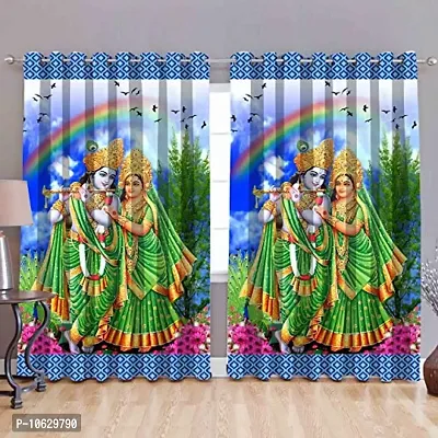 Amazin Homes 3D Digital Printed God Bhagwan Curtains for Home Temple Polyester Knitting Door Curtain Decorative Parda for Bedroom Living Room Home Decoratio