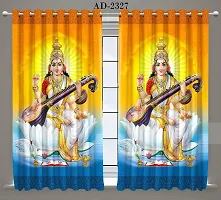 Amazin Homes 3D Digital Printed Premium MATA/Goddess God Print Curtains for Home Polyester Knitting Door Curtain Multicolor for Pooja Ghar Mandir Size 4x7 Feet 1 Piece Curtain-thumb1