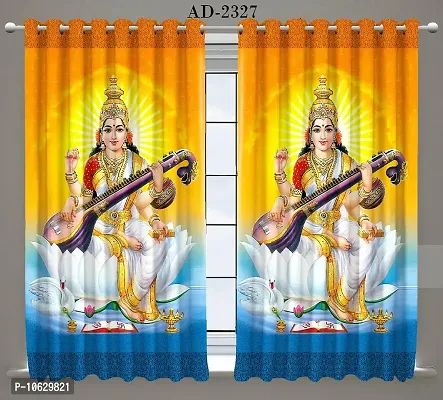 Amazin Homes 3D Digital Printed Premium MATA/Goddess God Print Curtains for Home Polyester Knitting Door Curtain Multicolor for Pooja Ghar Mandir Size 4x7 Feet 1 Piece Curtain-thumb2