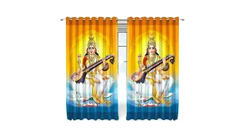 Amazin Homes 3D Digital Printed Premium MATA/Goddess God Print Curtains for Home Polyester Knitting Door Curtain Multicolor for Pooja Ghar Mandir Size 4x7 Feet 1 Piece Curtain-thumb2