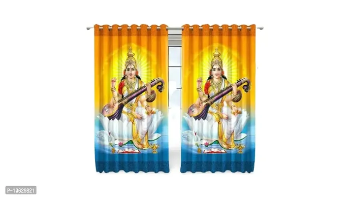 Amazin Homes 3D Digital Printed Premium MATA/Goddess God Print Curtains for Home Polyester Knitting Door Curtain Multicolor for Pooja Ghar Mandir Size 4x7 Feet 1 Piece Curtain-thumb3