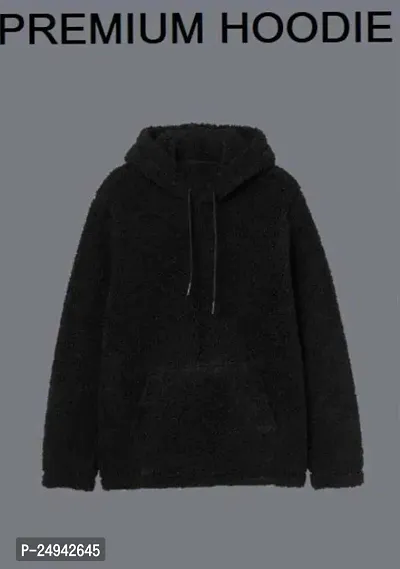 Stylish Black Fleece Solid Hoodies For Unisex