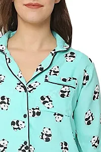 Women Animal Print Shirt  Pyjama Set Night Dress (RAMA Green, Small)-thumb3