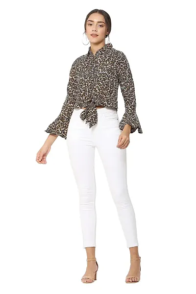 SRS Fashion Casual 3/4 Sleeve Animal Print Women Top