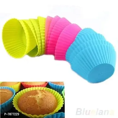 Reusable Silicone 6 Pieces Round Moulds for Muffins/Cupcake/Jelly/Cake Muffin Moulds Silicon Cupcake Mould - 6 pcs-thumb2