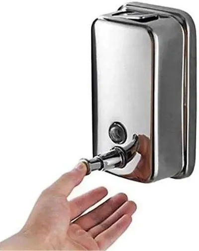 Rectangle Stainless Steel Soap Dispenser Wall Mounted with Manual Thumb Press Rectangle Soap Dispenser