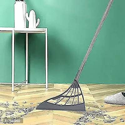 Adjustable 2 in 1 Sweeper Dust Hair Bathroom Wiper, Magic Broom Household Silicone Broom, Rubber Hair Broom 2-in-1 Universal Wiping Sweeper-thumb0