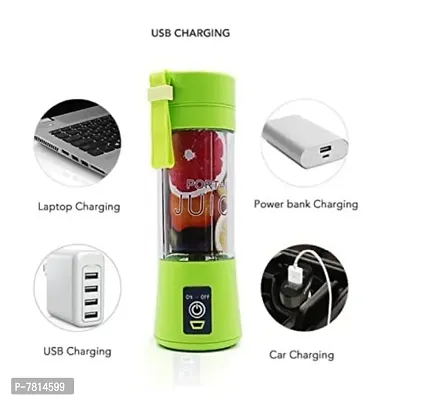 Portable Electric Usb Juice Maker, Juicer, Juicer Bottle, Blender, Grinder Mixer, 6 Blades Rechargeable Bottle, Jar (Multicolor)-thumb2