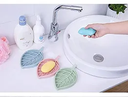 Plastic 1Pcs Beautiful Leaf Shape Double Layer Soap Dish Case Holder Bathroom Accessories (Soap Dish - Set of 1)-thumb1