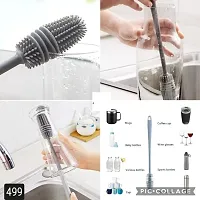 Silicone Bottle Cup Test Tube Cleaning Soft Silicone Brush with Long Handle Glass Pipe Home Cleaner Multipurpose Used for Glasses | Bottles | Baby Bottles | Wine Glasses ETC (Pack of 1)-thumb3