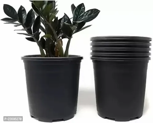 Premium Round Shape 6 inch Size Nursery Pots for Flower and Plant Container Set -Pack of 6, Plastic-thumb0
