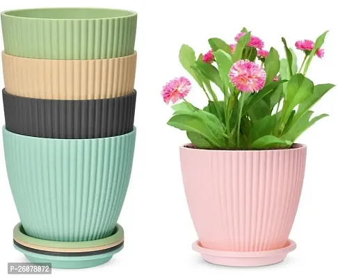 Nursery Hub (Pack of 5) Premium and Decorative Plastic flower pots Planters gamla Pots Plant Container Set