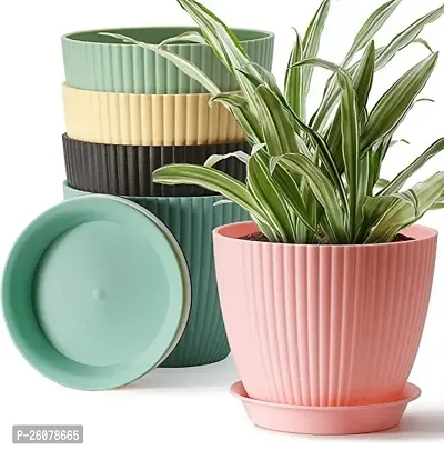 (Pack of 5) Premium and Decorative Plastic flower pots Planters gamla Pots Plant Container Set